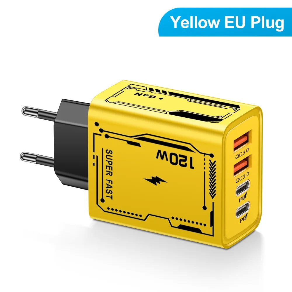 Adattatore caricabatterie da parete USB PD da 120 W con 2 porte USB tipo 2 per Xiaomi,iPhone e Samsung e tanti altri