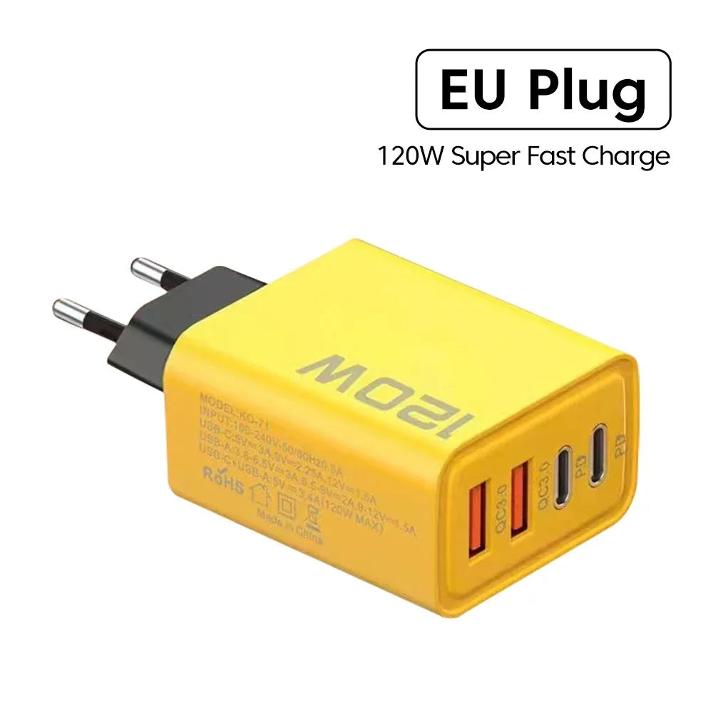 Adattatore caricabatterie da parete USB PD da 120 W con 2 porte USB tipo 2 per Xiaomi,iPhone e Samsung e tanti altri
