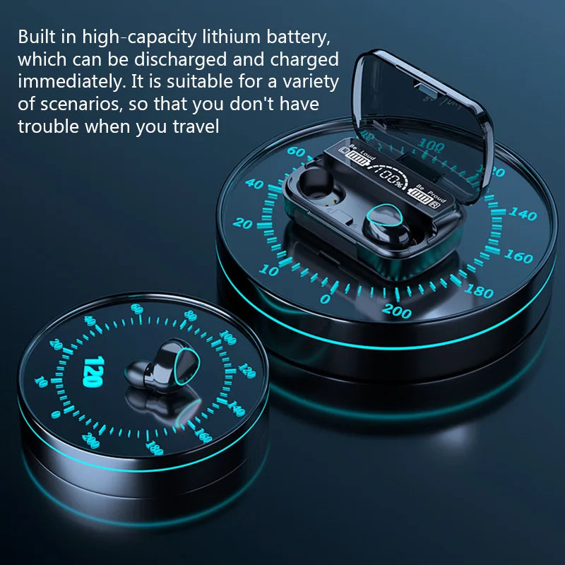 Cuffie Bluetooth M10 TWS da 2500 mAh con scatola di ricarica, auricolari wireless con microfono, auricolari stereo sportivi impermeabili 9D
