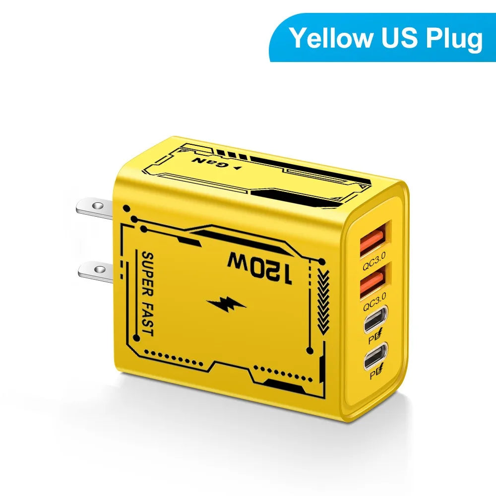 Adattatore caricabatterie da parete USB PD da 120 W con 2 porte USB tipo 2 per Xiaomi,iPhone e Samsung e tanti altri