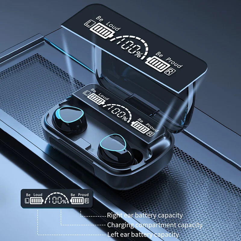 Cuffie Bluetooth M10 TWS da 2500 mAh con scatola di ricarica, auricolari wireless con microfono, auricolari stereo sportivi impermeabili 9D