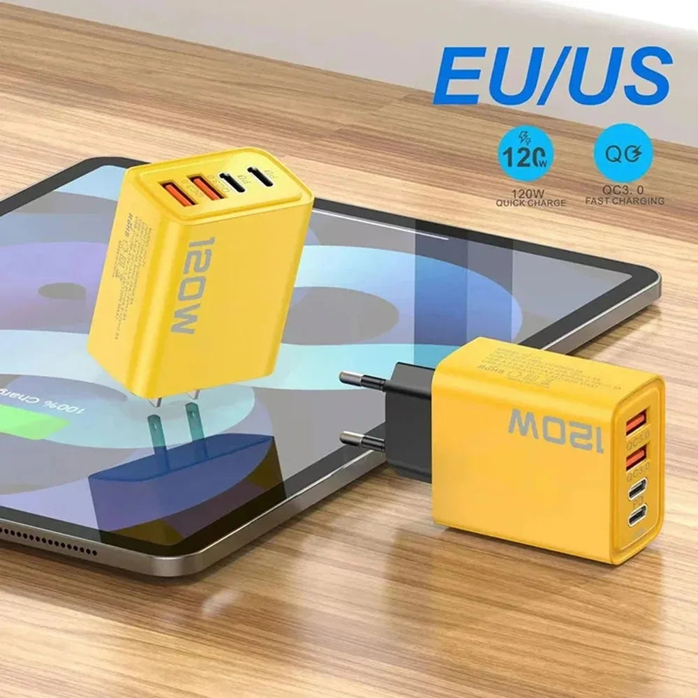 Adattatore caricabatterie da parete USB PD da 120 W con 2 porte USB tipo 2 per Xiaomi,iPhone e Samsung e tanti altri